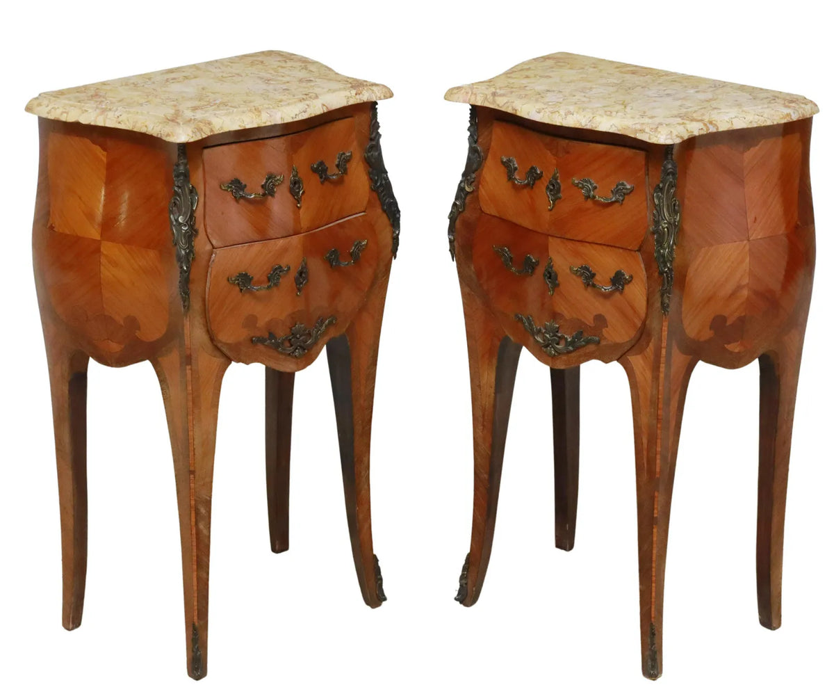 Two LOUIS XV STYLE MARBLETOP BEDSIDE Old Europe Antique