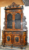 French Napoleon III hunt buffet in carved walnut with ebonized trim, 19th c - Old Europe Antique Home Furnishings