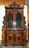 French Napoleon III hunt buffet in carved walnut with ebonized trim, 19th c - Old Europe Antique Home Furnishings