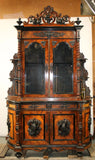 French Napoleon III hunt buffet in carved walnut with ebonized trim, 19th c - Old Europe Antique Home Furnishings