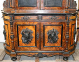 French Napoleon III hunt buffet in carved walnut with ebonized trim, 19th c - Old Europe Antique Home Furnishings