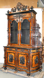 French Napoleon III hunt buffet in carved walnut with ebonized trim, 19th c - Old Europe Antique Home Furnishings