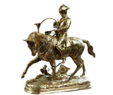 Bronze Sculpture, After Antoine Louis Barye (1796-1875) "The Leader of the Hunt" - Old Europe Antique Home Furnishings