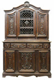 Sideboard, Stepback, Provincial Carved Oak, Cabinet, Dark Wood Tones, Gorgeous!! - Old Europe Antique Home Furnishings