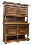 Antique Sideboard, French Henri II Style Carved Wood, Walnut, 1800's Beautiful! - Old Europe Antique Home Furnishings