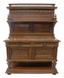 Antique Sideboard, Buffet Server Display, French HenrI II Style, Marble-Top Walnut!! - Old Europe Antique Home Furnishings