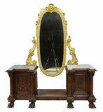 Antique Vanity, Dressing Table, Mirror, Renaissance Revival, Walnut, Early 1900s - Old Europe Antique Home Furnishings