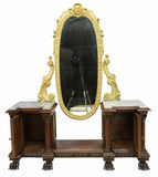 Antique Vanity, Dressing Table, Mirror, Renaissance Revival, Walnut, Early 1900s - Old Europe Antique Home Furnishings