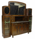 Sideboard, Cabinet, Display, Art Nouveau, Mahogany Mirrored Cabinet, 1900's!! - Old Europe Antique Home Furnishings