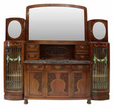 Sideboard, Cabinet, Display, Art Nouveau, Mahogany Mirrored Cabinet, 1900's!! - Old Europe Antique Home Furnishings