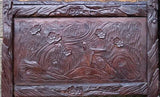 Antique Room Divider, Carved Wood Black Forest Tapestry Inserts, On Castors! - Old Europe Antique Home Furnishings