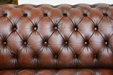 Loveseat / Sofa, Chesterfield, British Brown Leather, Two Seater, NailHead Trim - Old Europe Antique Home Furnishings
