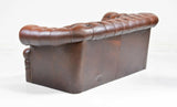 Loveseat / Sofa, Chesterfield, British Brown Leather, Two Seater, NailHead Trim - Old Europe Antique Home Furnishings