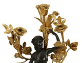 Candelabra, French Bronze, Pair, Marble, Base, Figural, Three Socket Light! - Old Europe Antique Home Furnishings