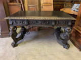Antique  Desk / Library Table,  Well Carved, Iberian, Ren Rev,  1800's /1900's ! - Old Europe Antique Home Furnishings
