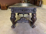 Antique  Desk / Library Table,  Well Carved, Iberian, Ren Rev,  1800's /1900's ! - Old Europe Antique Home Furnishings