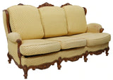 Sleeper Sofa, Louis XV Style Wingback, Tack Trim, Cabriole Legs, Whorl Feet 1900's - Old Europe Antique Home Furnishings