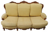 Sleeper Sofa, Louis XV Style Wingback, Tack Trim, Cabriole Legs, Whorl Feet 1900's - Old Europe Antique Home Furnishings