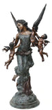 Fountain, Bronze, Sculptural, Near-Life Size Angel. Cherubs, 71.5"H - Old Europe Antique Home Furnishings