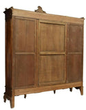 Antique Armoire, Triple, Louis XV Style Breakfront, Mirrored, Crest, 1800's! - Old Europe Antique Home Furnishings