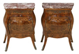 Antique NIghtstands, (2) Two Italian Louis XV Style, Foliate, Marble-Top, 1900's - Old Europe Antique Home Furnishings