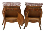 Antique NIghtstands, (2) Two Italian Louis XV Style, Foliate, Marble-Top, 1900's - Old Europe Antique Home Furnishings