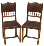 Antique, Chairs, Dining, (6) Six,  French HenriI II Style, Walnut, Early 1900's! - Old Europe Antique Home Furnishings