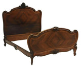 Antique Bed,  Rosewood, French Louis XV Style,  Diamond Veneers, Early 1900's! - Old Europe Antique Home Furnishings