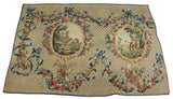 Antique Tapestry, Aubusson, Fontaine's Fables , 87" X 125", Floral, Farming,  1700s! - Old Europe Antique Home Furnishings
