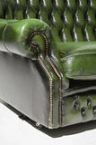 Sofa, Chesterfield, British, Green Leather, High Back Sofa, Seating, Beautiful!! - Old Europe Antique Home Furnishings