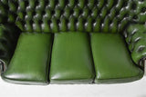 Sofa, Chesterfield, British, Green Leather, High Back Sofa, Seating, Beautiful!! - Old Europe Antique Home Furnishings