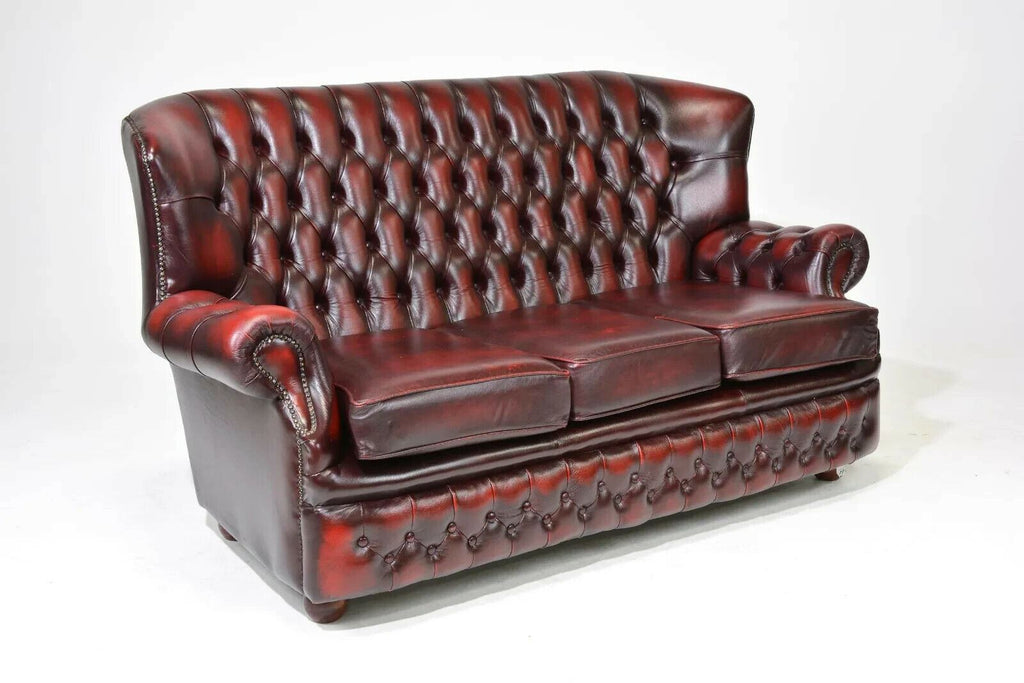 Sofa Red Leather Chesterfield