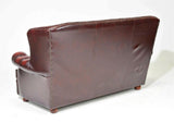 Sofa, Red Leather, Chesterfield, British, High Back, Tufted, Seating, Beautiful! - Old Europe Antique Home Furnishings