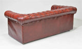 Sofa,  Red Leather, British, Chesterfield,  Wing Back, Tufted, 3 Seater!! - Old Europe Antique Home Furnishings