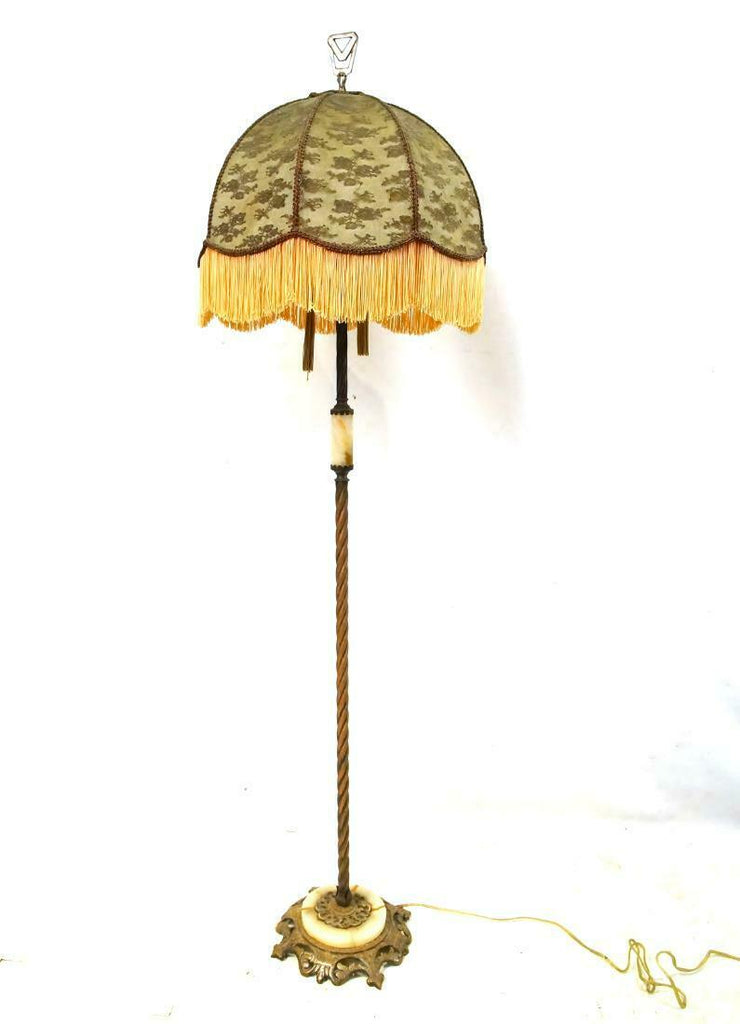 Charming 1920 s Agate and Cast Iron floor lamp early 1900s Old Europe Antique Home Furnishings