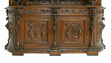 Antique Carved Sideboard / Cabinet, Impressive Continental Carved Walnut, 1800's!! - Old Europe Antique Home Furnishings