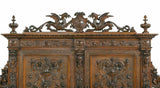 Antique Carved Sideboard / Cabinet, Impressive Continental Carved Walnut, 1800's!! - Old Europe Antique Home Furnishings