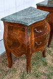 Antique Night Stands, Pair Baroque Revival Marble Top Bombe Chests, Beautiful! - Old Europe Antique Home Furnishings