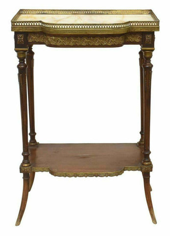 Antique Table, Side, French Louis XVI Style Marble-Top Side Table, Early 1900s!! - Old Europe Antique Home Furnishings