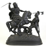 Figures, Sculpture, Spelter, Cast Vic. Warrior, 18 ins x 20 ins, Home Decor - Old Europe Antique Home Furnishings
