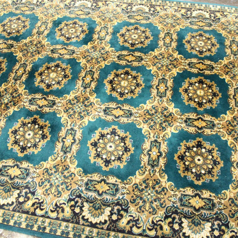 Rug, Blue / Green / Gold European Room Size Rug, Colorful and Gorgeous!! - Old Europe Antique Home Furnishings