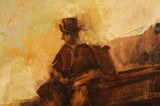 Oil on Canvas of Western Scene Signed with Horses Pulling a Stagecoach, Nice! - Old Europe Antique Home Furnishings