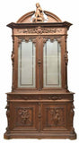 Antique Cabinet, Fine Relief Carved Oak Game Bird Hunt Cabinet, Gorgeous 1800's!! - Old Europe Antique Home Furnishings