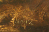 Oil on Canvas of Western Scene Signed with Horses Pulling a Stagecoach, Nice! - Old Europe Antique Home Furnishings