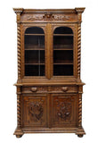 Antique Bookcase. Cupboard, French Oak Hunt 19th Century ( 1800s ), Gorgeous!! - Old Europe Antique Home Furnishings