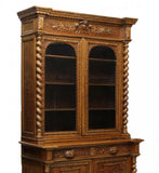 Antique Bookcase. Cupboard, French Oak Hunt 19th Century ( 1800s ), Gorgeous!! - Old Europe Antique Home Furnishings