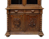 Antique Bookcase. Cupboard, French Oak Hunt 19th Century ( 1800s ), Gorgeous!! - Old Europe Antique Home Furnishings