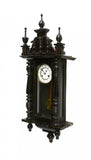 Clock, Wall, Ebonized Jungans in Oak Case, Porcelain Dial, Handsome Decor! - Old Europe Antique Home Furnishings