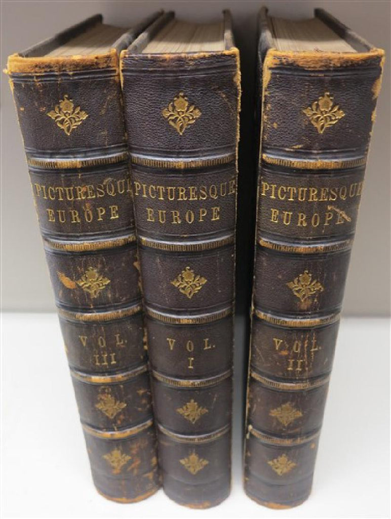 トールペイント作品　Antique Books Antique Books, History, Picturesque, Europe 1878, 3 Folio Volumes