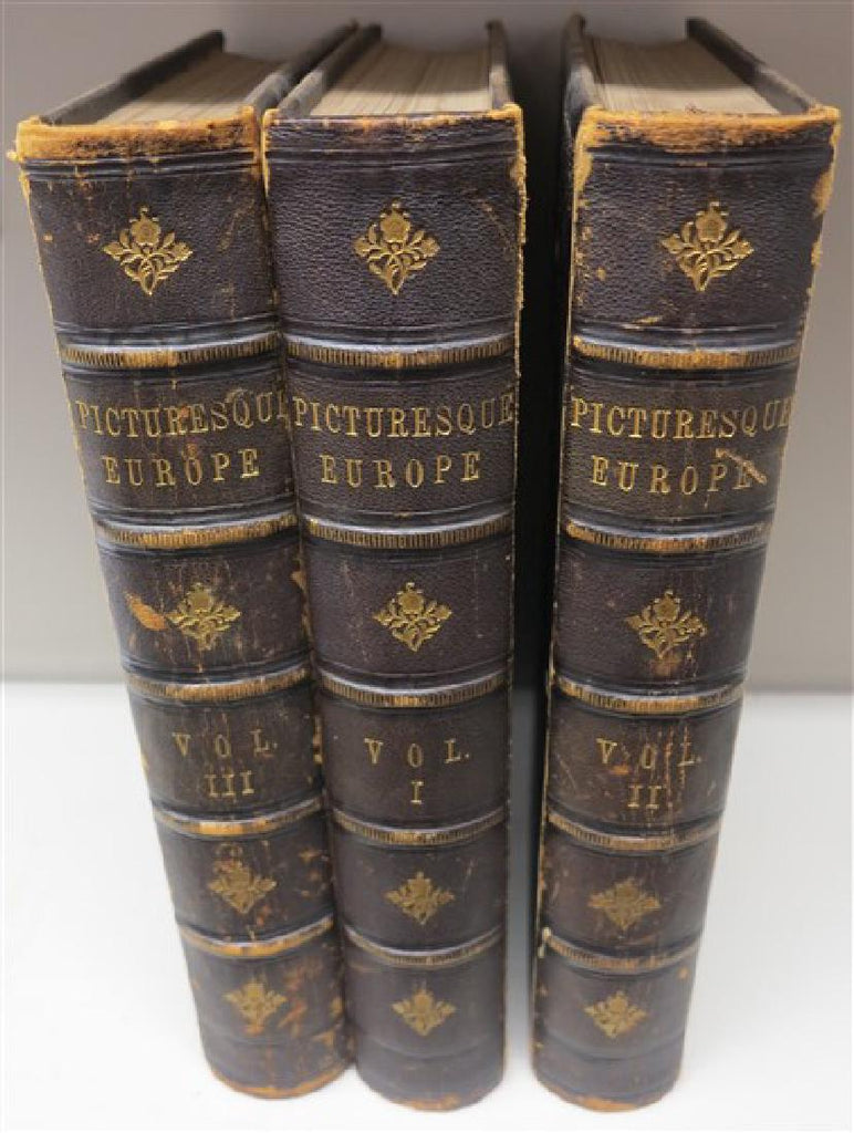 Antique Books, History, Picturesque, Europe 1878, 3 Folio Volumes